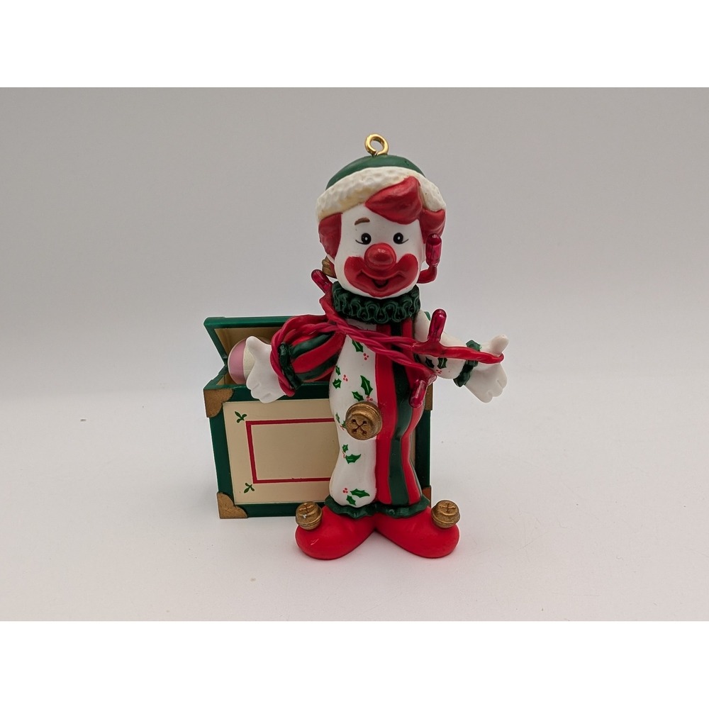 House of Lloyd Christmas Ornament Red‎ Green Musical Clown Jack in the Box 1992